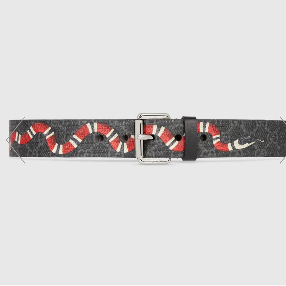 Gucci king snake print belt.